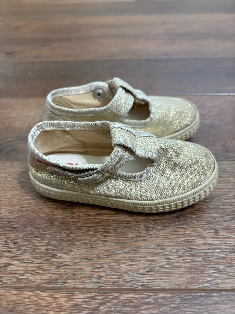 Cienta Gold Glitter Sparkle Mary Jane Shoes EU 22 US 6 Toddler Made in Spain